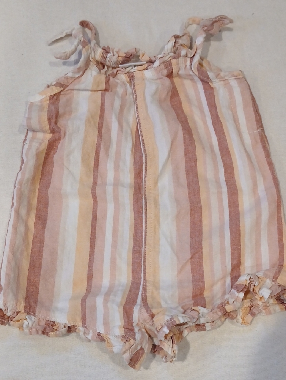 Girls Striped Pink & Cream Summer One-Piece Romper